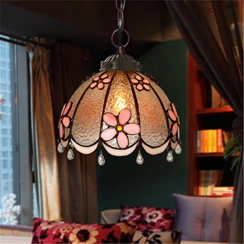 

American Tiffany Creative Colorful Glass Lamp Bar Lamp Corridor Single Head Small Chandelier Free Shipping LED Bulbs Glass Stone