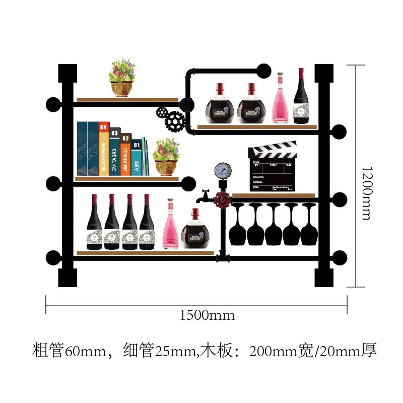 Современный Железный настенный держатель для вина, книжная полка/простой подвесной винный шкаф, держатель, железный арт, винный шкаф, плоский CF - Color: Ivory