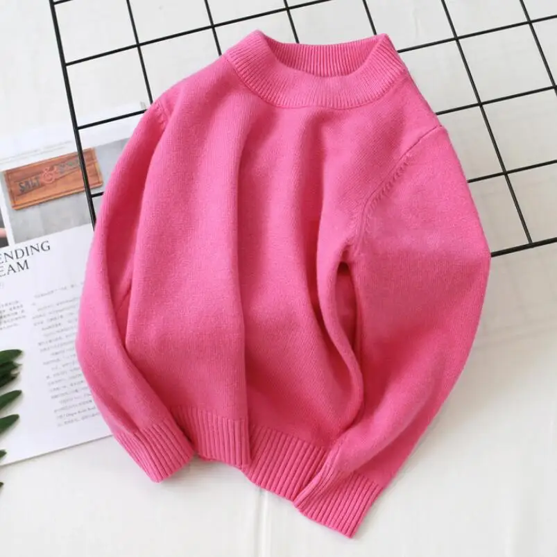 rose kids sweaters Свитер с длинными рукавами для мальчиков и девочек; сезон весна-осень-зима; вязаные топы; детский пуловер; свитера; однотонная детская одежда для малышей; JW5023 - Цвет: rose kids sweaters