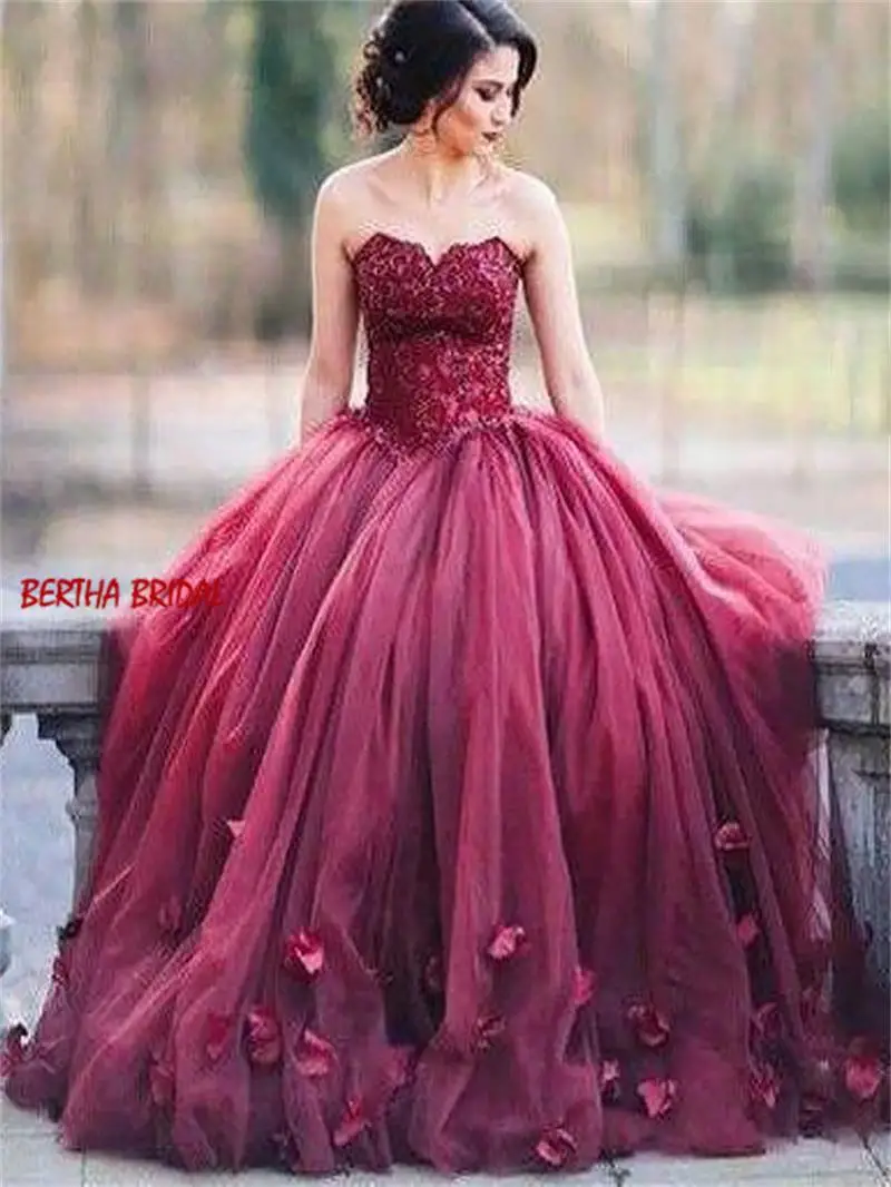 burgundy Vestidos De Fiesta Largos Elegantes De Gala торжественные вечерние платья бордового цвета для выпускного вечера вечерние тюлевые платья с 3D аппликацией - Цвет: burgundy