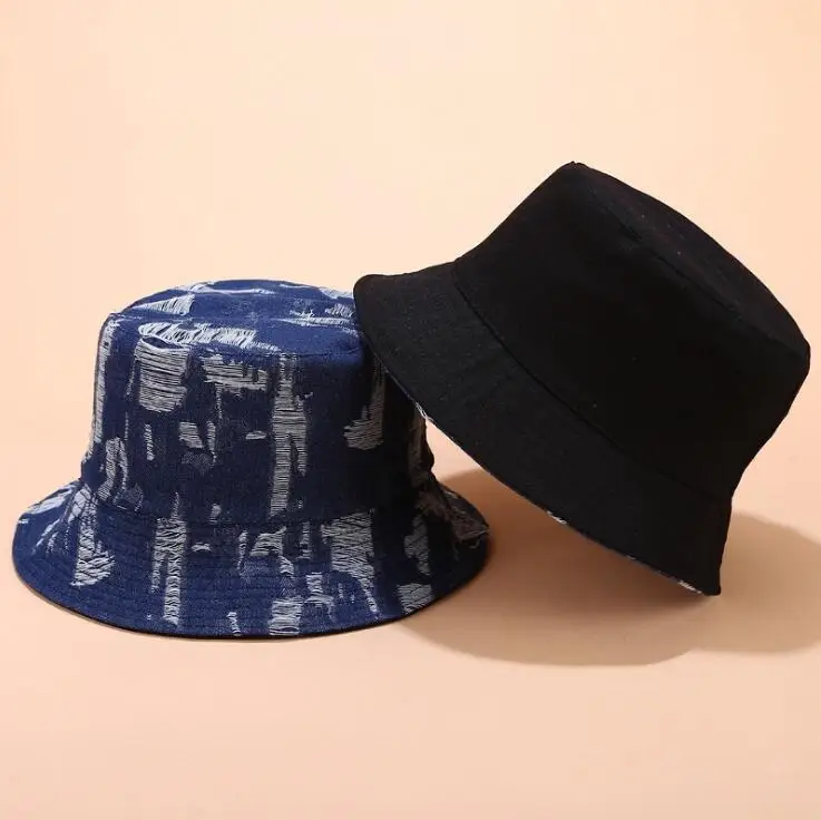 Autumn Winter European Retro Denim Jeans Bucket Hat Reversible Cowboy Bob Caps Hip Hop warm Men Women panama warm Bucket Hat