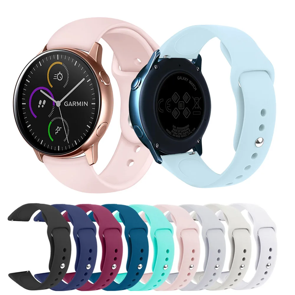 

20mm Soft Silicone Watch Strap Band for Samsung Galaxy Watch 42mm Active 2 For Garmin Vivoactive 3 Forerunner 645 245 Wristbands