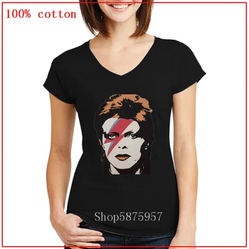 

2020 Hot sale Summer David Bowie Poster shirt Womens V neck T Shirt Hip Pop Funny Tshirt Women Casual Tshirt Fanshion Top Tee