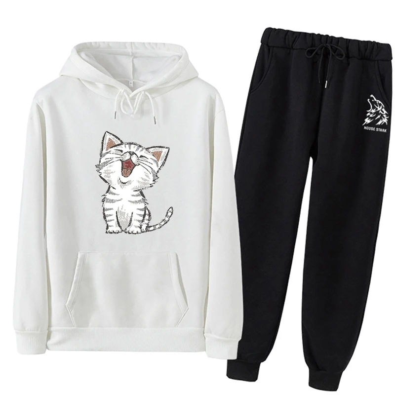 Tanie A574 damski strój sportowy duży Plus rozmiar dres T Shirt + spodnie dwuczęściowy zestaw i spodnie ubrania zestaw bluz z kapturem