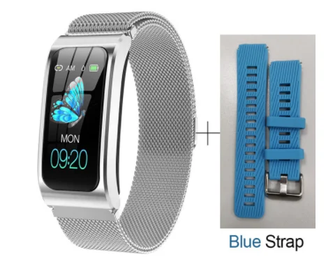 silver and blue AK12 женские Смарт-часы 1,1" IP68 Водонепроницаемые часы с секундомером и будильником, фитнес-трекер, плавательные часы PK X3 S2 Android IOS - Цвет: silver and blue