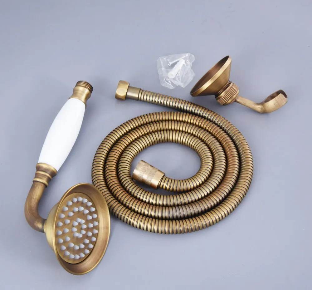 Antique Brass Telephone Style Bathroom Shower Head Water Saving Hand Held Shower Head Spray& 1.5m Hose and Brac zhh114