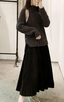 

Women Skirt Slim Long Skirt with Zip and High Waist