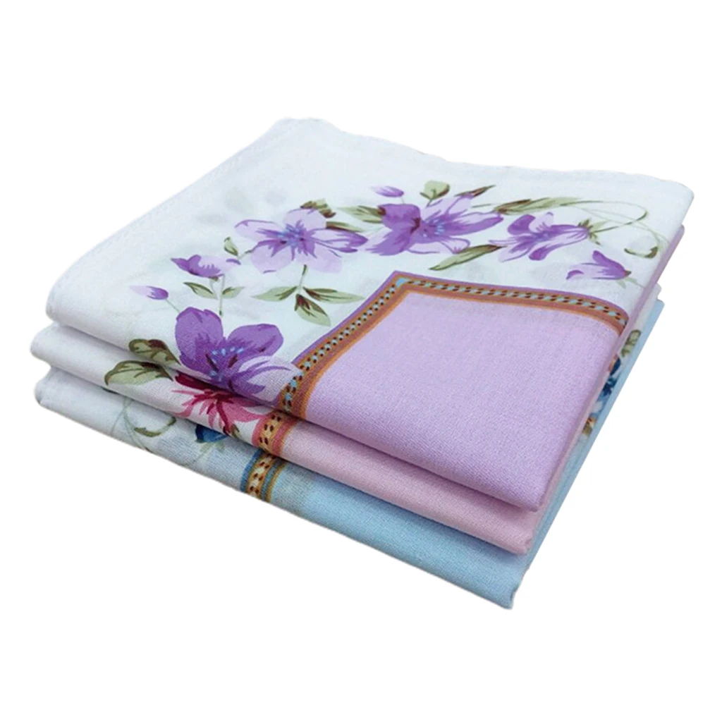12Pcs   Cotton Beautiful Handkerchiefs Women Pocket Hanky Party DIY Hankie Kerchiefs Towel