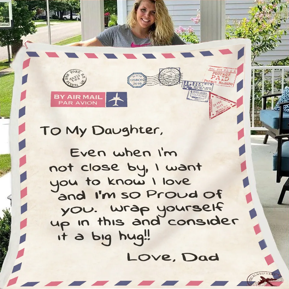 Quilt Blanket Love Dad Version 2 Fleece Air Mail Dad To My Daughter 