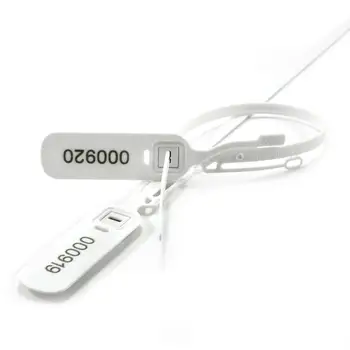 

100 White Plastic Container Seal Security Seal Pull Tight Numbered Safety Tags Tamper Resistant Lock Tear-Off Shipping Ties