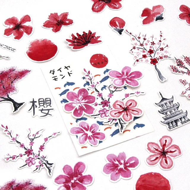 6 Packs Sakura Sticker Scrapbook Sticker in Japanese Style Flower Sticker  Decor Sticker Planner Sticker Adult's Journal Sticker for Scrapbooking Card