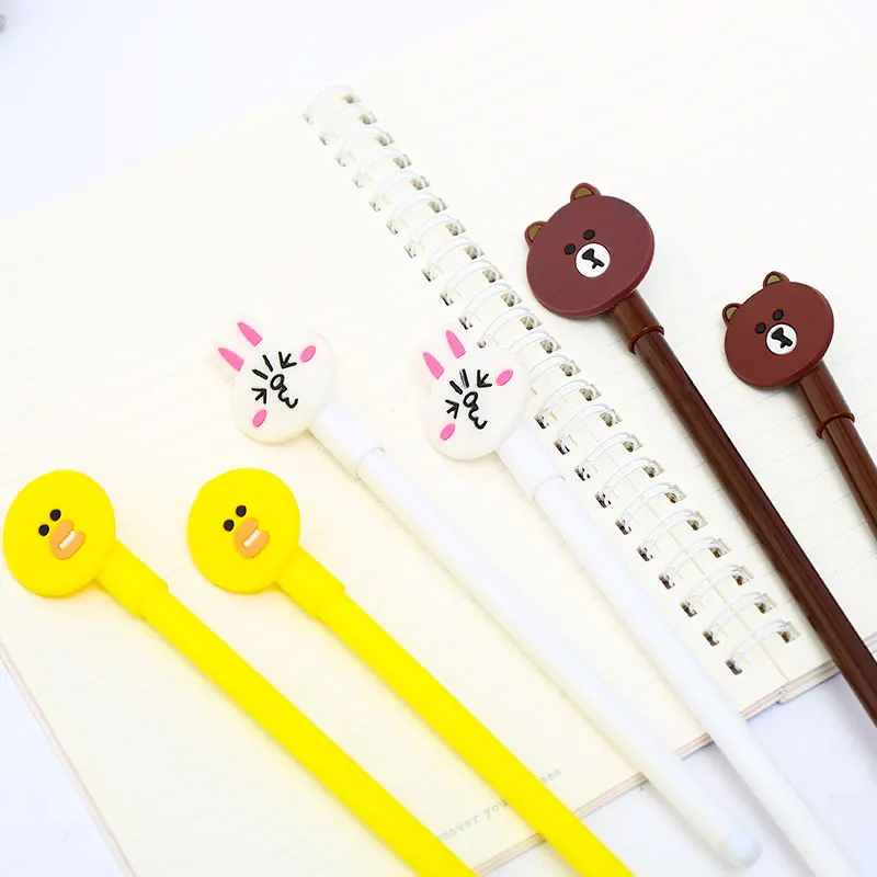 Гелевая ручка Kawaii Line Friend с милым корейским аниме-животным, школьные принадлежности, Товары для офиса и магазина, товары для стационарных вещей с кроликом