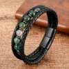 Bracelets multicouches en cuir pour hommes et femmes, bijoux, 9 styles, pierres rondes, perlées de 8mm, cadeaux de la saint-valentin, tendance, 2022 ► Photo 3/6