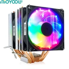 Процессор кулер 4 трубы 4 контактный кабель Высокое качество вентилятор охлаждения для Intel и AMD 775/1155/1156/1150/1366 Процессор радиатора 90 мм светодиодный два вентилятора 3pin
