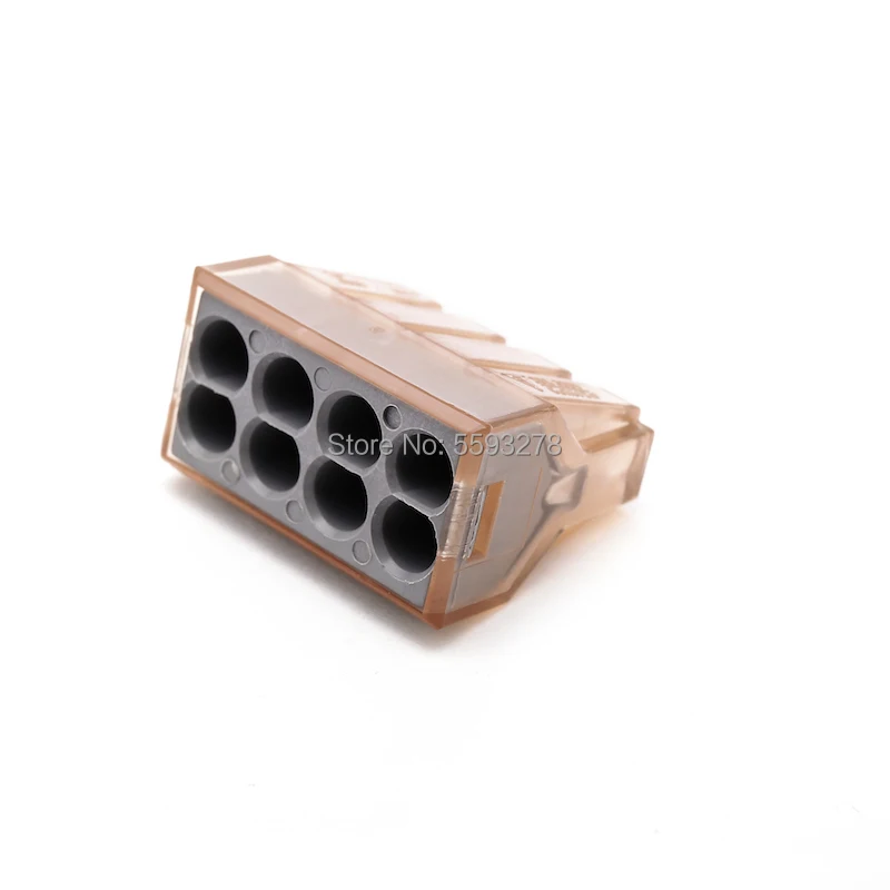 

100PCS/LOT Free Shipping PCT-608 Push In wire connector For Junction box 8 pin conductor terminal block wiring connectors