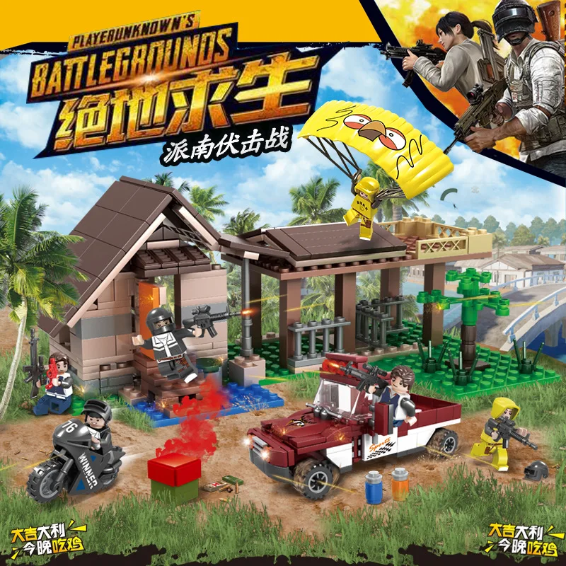 

Playmobil Fighting Battlegrounds Blocks Compatible Army Military City Police Weapon PUBG Building Blocks Kids Toys for Boys