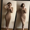 SINGRAIN Women Autumn Knitted Dress V Neck Sexy Slim Elastic Oversized Basic Bodycon Long Dress Winter knit Warm Sweater Dresses ► Photo 2/6