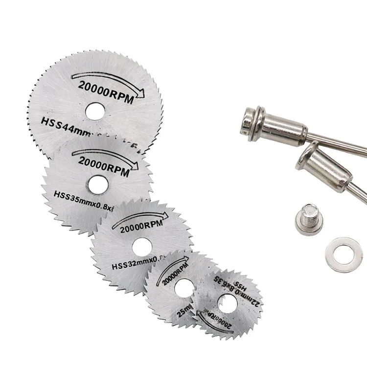 7pcs  set Dremel Mini HSS Circular Saw Blade Rotary Tool For  Metal Cutter Power Tool Set Wood Cutting Discs Drill Mandrel Cutof