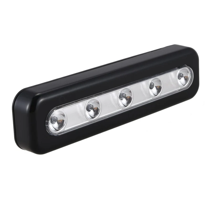 

Touch-light,Mini Wireless Wall Light 5 Led Battery Powered White Cupboard Lamp For Home Kitchen Cabinets (Black)