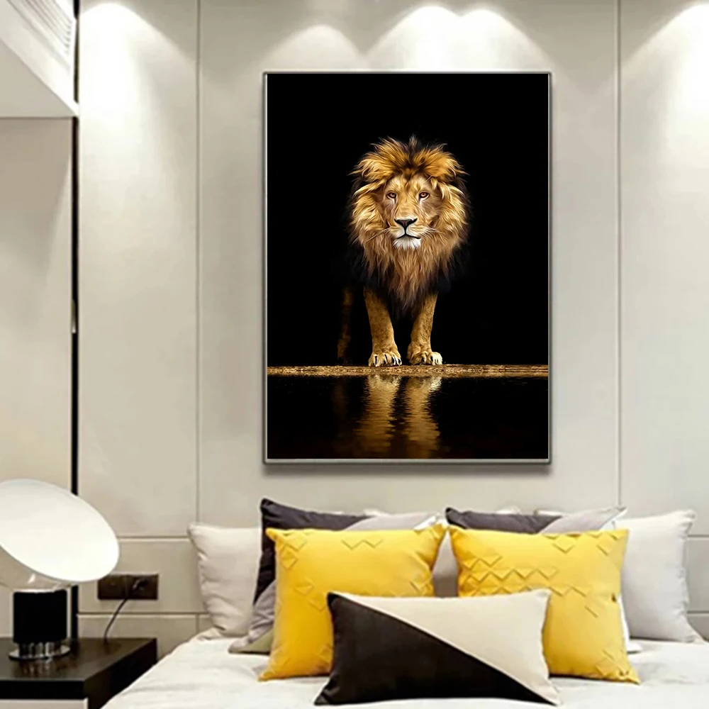 Leão elefante veados zebra animal cartaz da lona arte da parede e impressões sala de estar e decoração casa