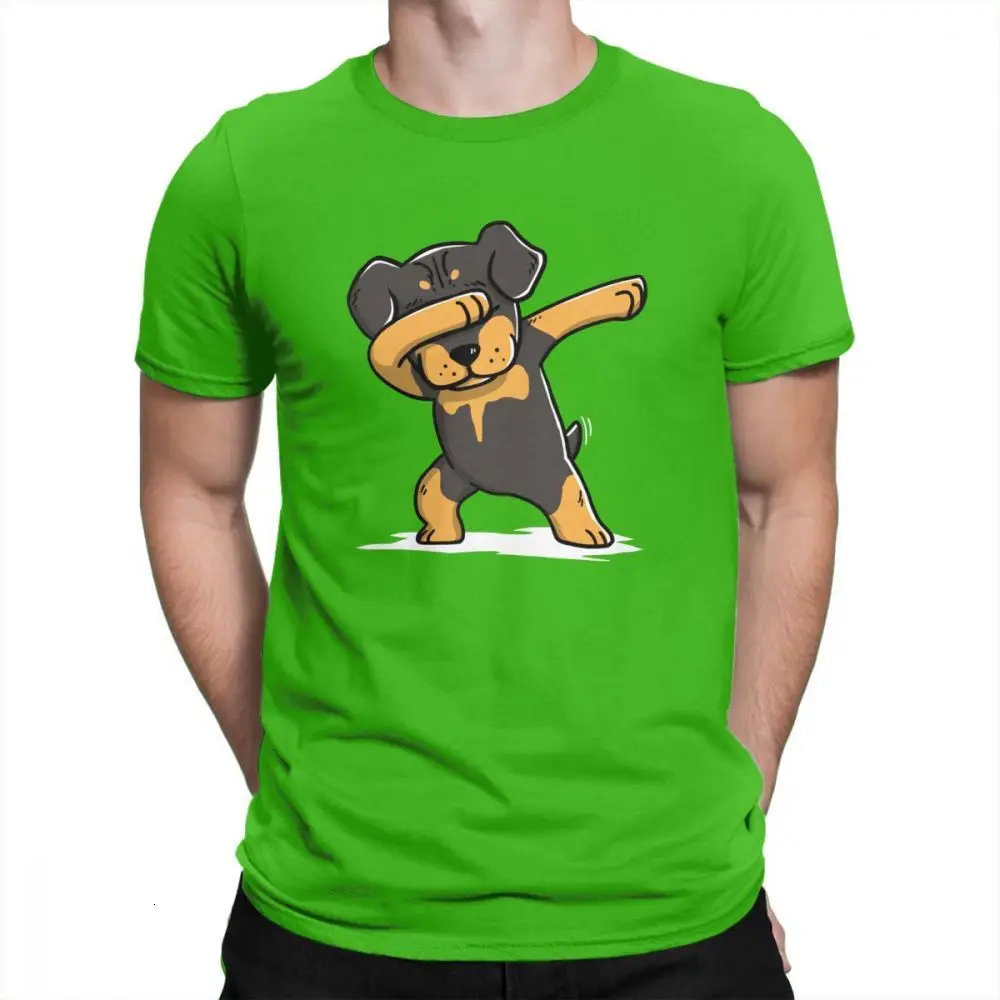 green Смешная футболка Midnite Star Man Dabbing Rottweiler, топы с короткими рукавами и круглым вырезом, хлопковая футболка, уличная футболка с собакой - Цвет: green