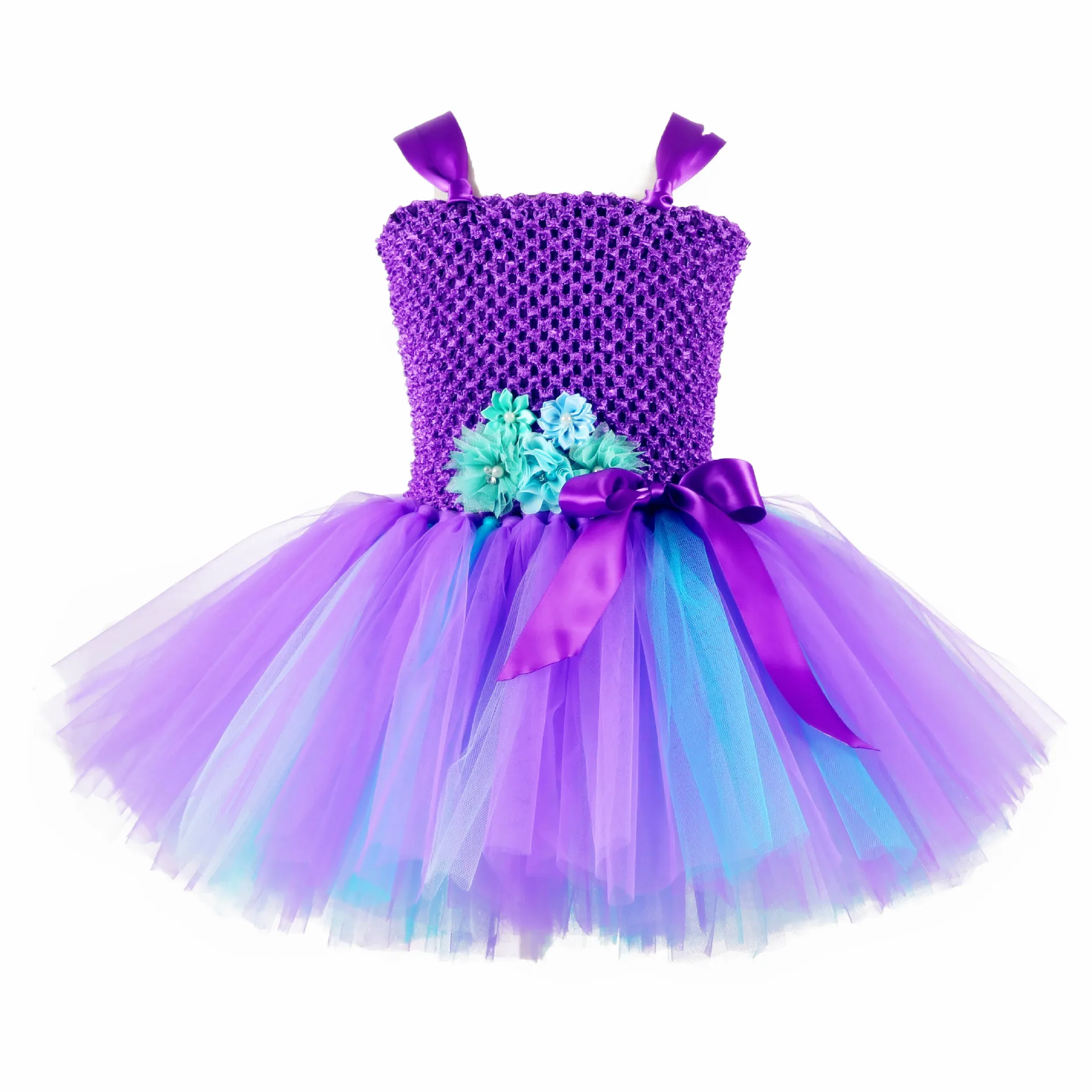 Children Unicorn Costume For Girls Halloween Cosplay Purple Dress Mermaid With Headwear Fish-scale Sequins Party Princess Dress