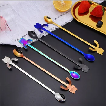 

Stainless Steel Long Handle Coffee Spoon Cat shape Coffee Scoops Drinking Tools