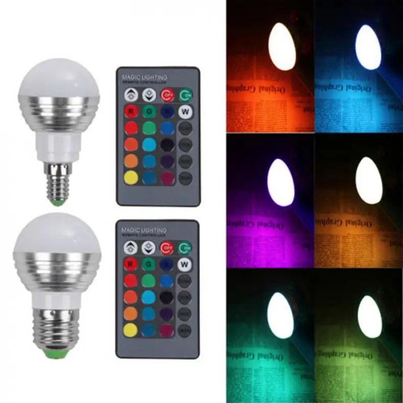 Светодиодный ные лампочки 5 Вт E27/E14 LED RGB 16 цветов меняющая Точечный светильник
