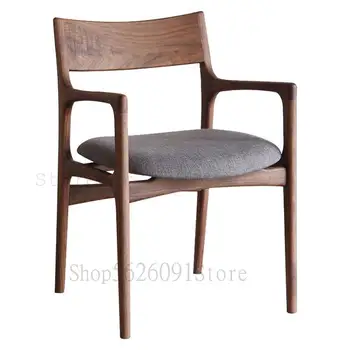 

Nordic solid wood dining chair backrest leather chair new Chinese home hotel restaurant chair sales department meeting chair