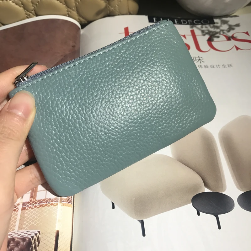 

New Ultra-thin Mini Women Coin Purse Genuine Leather Key Wallet Multifunction Zipper Lady Coin Wallet Card Holder Key Chain