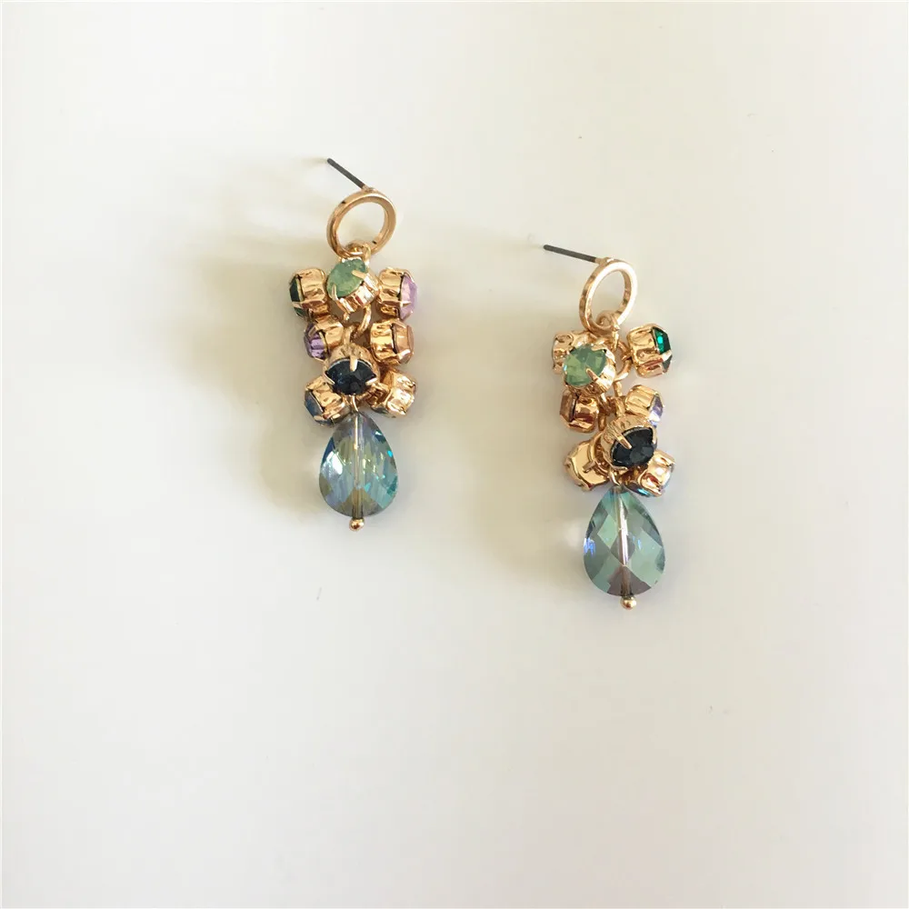 Pretty Gold color Mint tone Jewel Stone hanging Tree Dangle Earrings for Women Party Gift