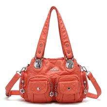 Angelkiss, модная сумка-мессенджер, Для женщин плеча Сумка компактный ранец с верхней ручкой сумки из натуральной кожи PU вместительные сумки Сумка-мешок с карманами, мульти-карманами