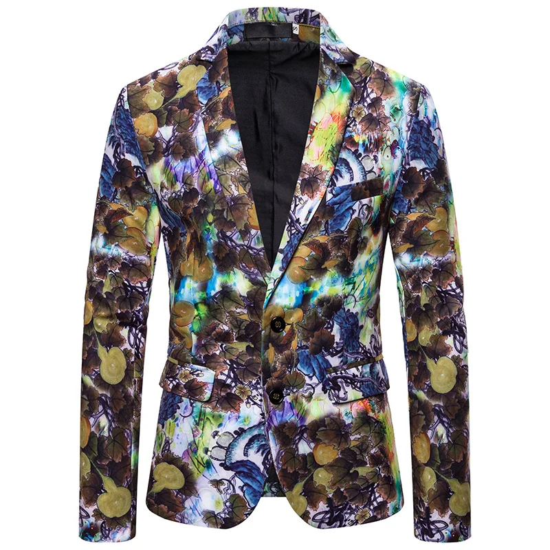 

2020 new luxury 3d-print Oil color digital printing men blazer pattern good quality hip hop slim fit blazers men