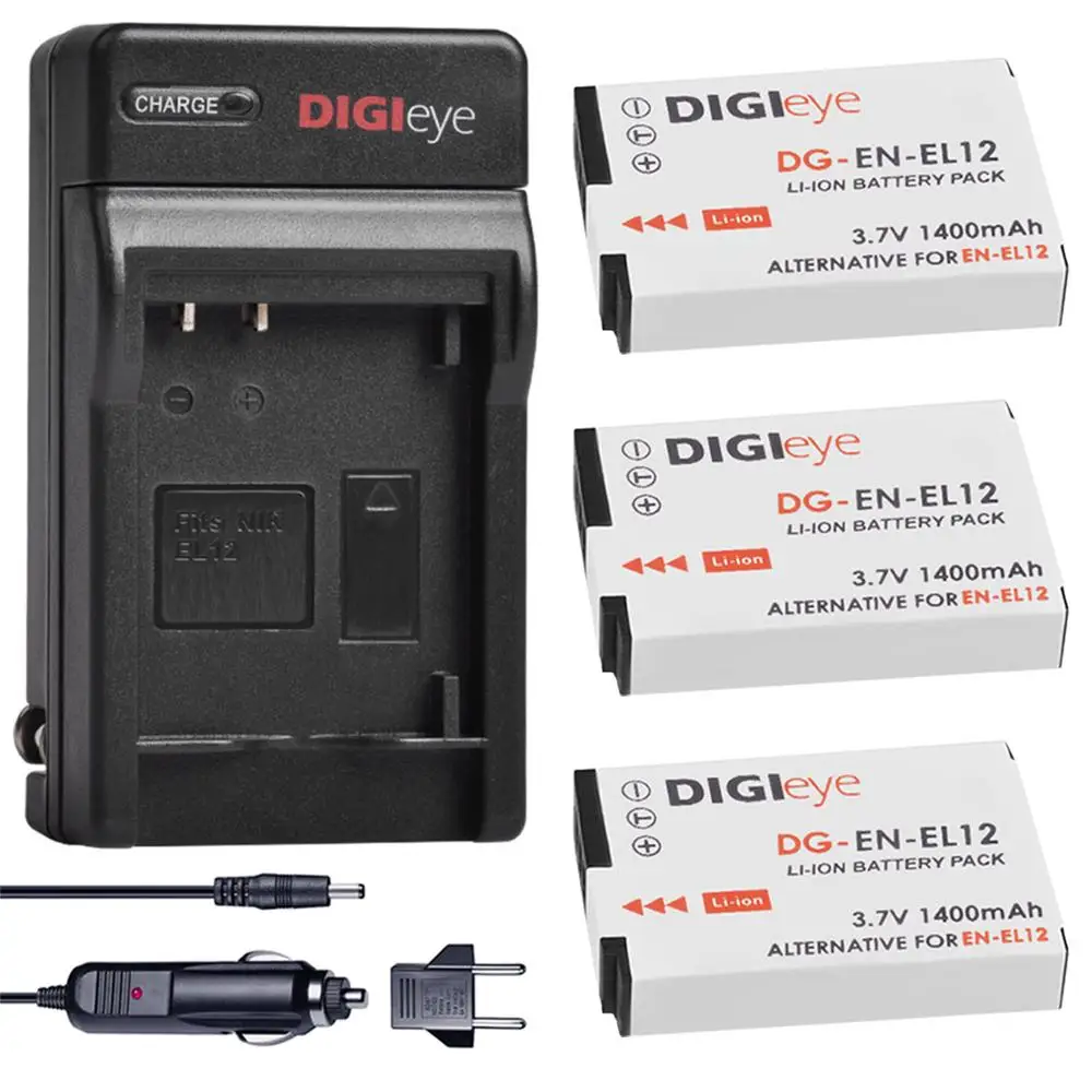 EN-EL12 ENEL12 Battery + Charger Kits for Nikon Coolpix A1000 B600 W300 A900 AW100 AW110 S6300 S8100 S8200 S9300 S9400 P310 photo light box Camera & Photo Accessories