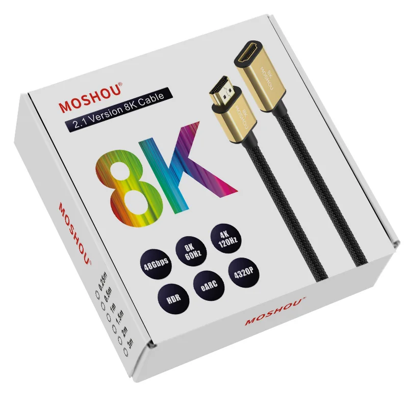 MOSHOU HDMI 2,1 ARC видео кабели 8K@ 60Hz 4K@ 120Hz 48 Гбит/с Полоса пропускания 8K шнур для усилителя ТВ папа-мама удлинитель