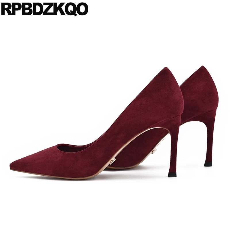 Модная повседневная женская обувь с острым носком Цвет красного вина женские