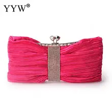 Бант Стразы клатч Сумочка для женщин розовый вечерняя сумочка клатчи черный свадебный кошелек элегантный мешочек Pochette Femme YYW