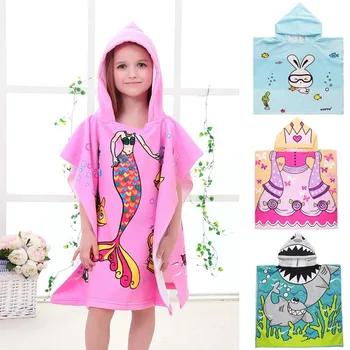 

Children's cute cartoon hooded cloak beach towel animal print microfiber baby child swimming bath towel 120x60cm