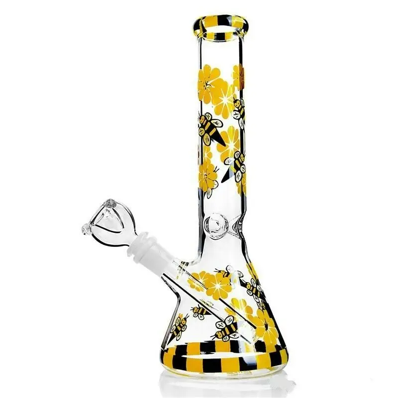 

10" Glow in the Dark Honeybee Glass Vase for Home Decor