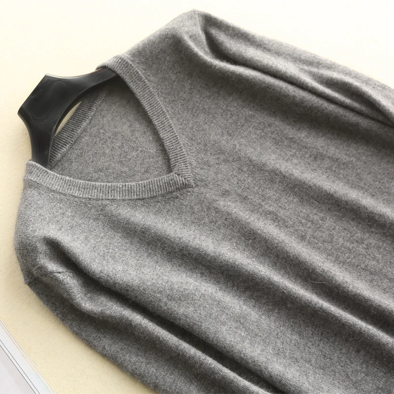 Vneck-grey Мужские свитера, джемперы с v-образным вырезом, кашемир и шерсть, вязаные мягкие пуловеры, зима, новая мода,, плюс размер, мужской свитер - Цвет: Vneck-grey