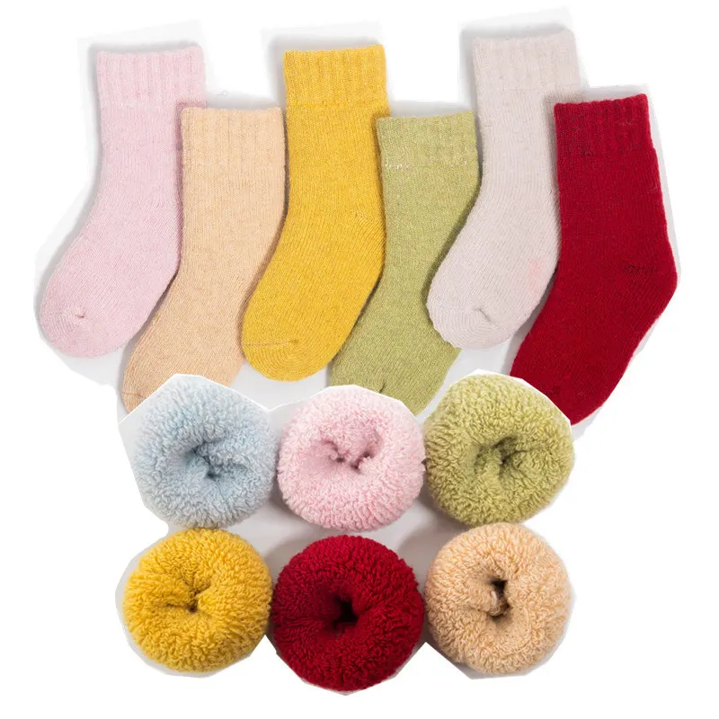 Толстые детские носки из натуральной шерсти спортивные зимние мягкие теплые носки для детей, От 0 до 7 лет для мальчиков и девочек, теплые носки-тапочки для малышей