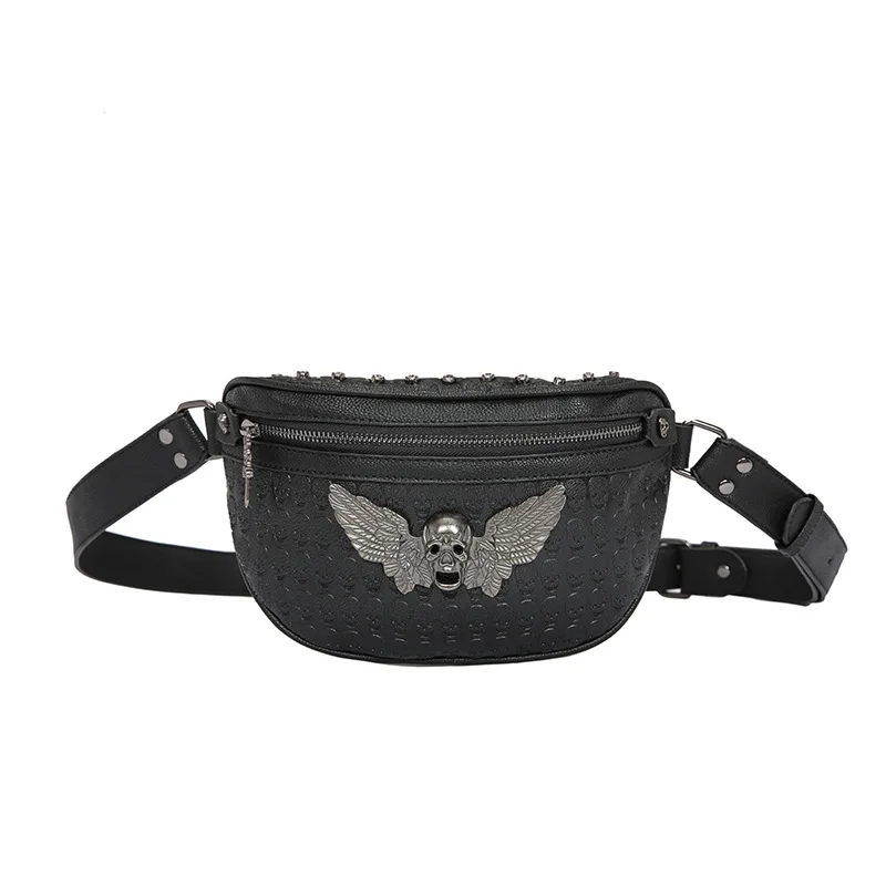 Fashion Rivet Chest Bag Men Waist Ghost Head Shoulder Hip Hop Skull Men's Pack Crossbody Sling |