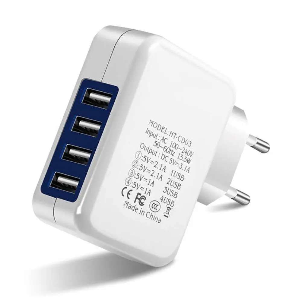 4 порта USB 5V DC 3.1A Быстрая Зарядка адаптер зарядное устройство универсальное