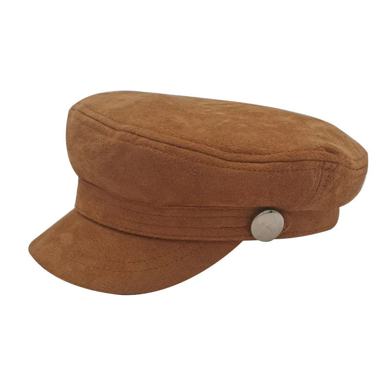 

Women Hats Solid Plain Octagonal Newsboy Fashion Cap Ladies Casual Warm Winter Beret Female Caps with Silver Buttons Decoration