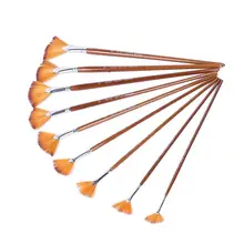 Веерообразная 9 деревянная льняная цветная масляная нейлоновая кисть для гуаши кисть для рисования подходит для гуаши акварельная картина маслом Акриловая