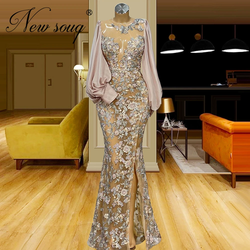 

Vestidos Dubai Women Evening Dresses With Beaded 2022 Pink Long Sleeves Prom Dress For Weddings Dubai Arabic Party Gowns Aibye