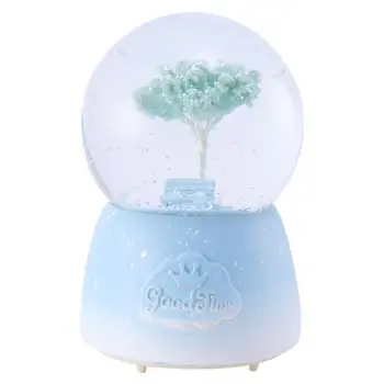 

1Pc Sakura Shaped Glass Crystal Ball Creative Music Box Delicate Glass Ball Adornment With Colored Lights Home Crafts Decor