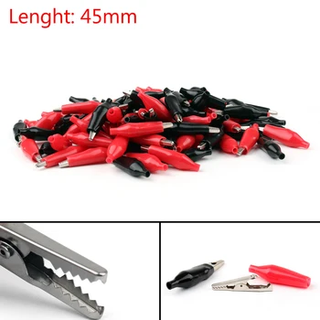 

Artudatech 100 PCS 45mm Alligator Lead Test Clip For Electrical Jumper Wire Cable Red Black Connector Parts