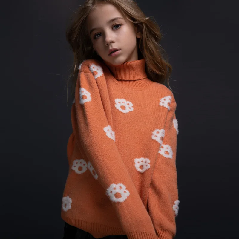 

Autumn Winter Plush Sweater for Girl New Children's Clothing Thick Warm Teenager Tops Plus Velvet School Kids Pullover Sweater
