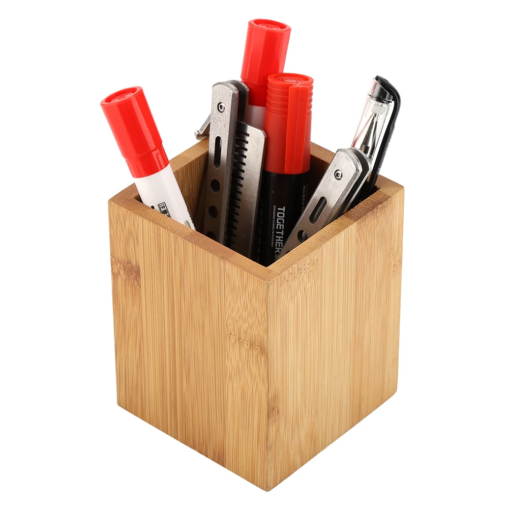 Stationary Storage for School Home Office 1pcs Bamboo Pen Holder for desk 